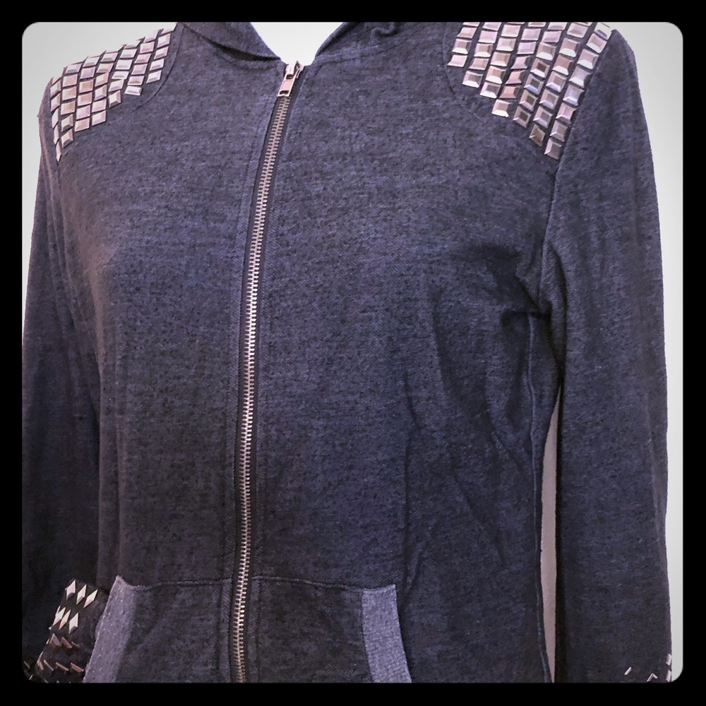 Dark gray studded sweater hoodie